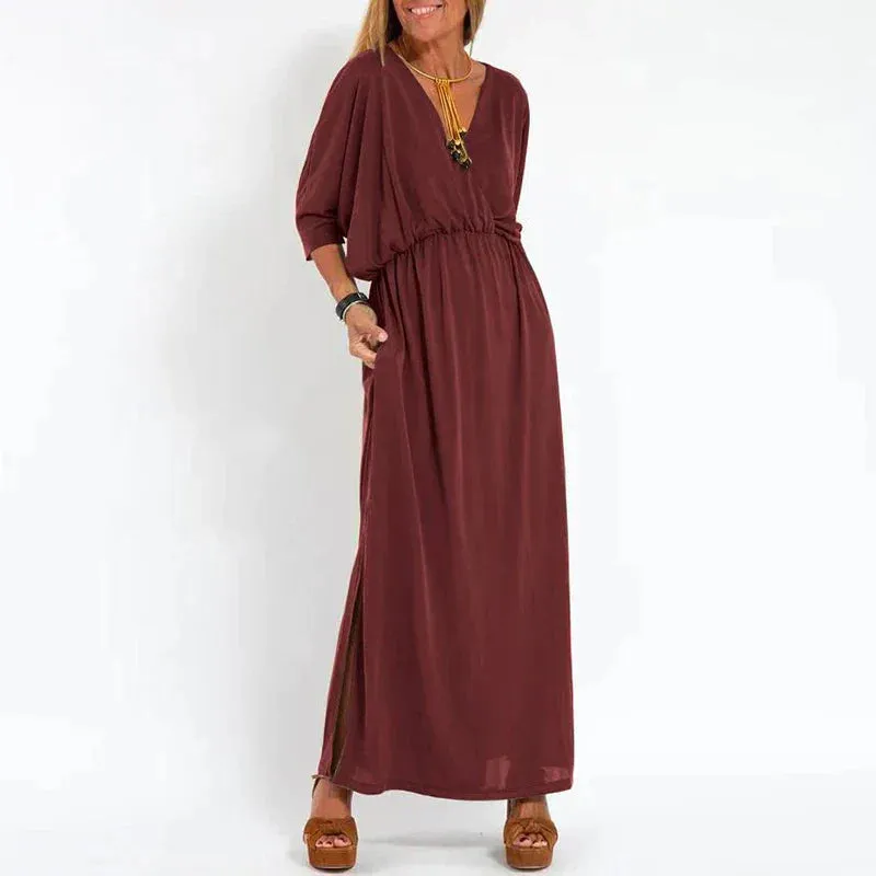 AUDREY™ | HIGH WAIST SIDE SPLIT LONG VINTAGE DRESS
