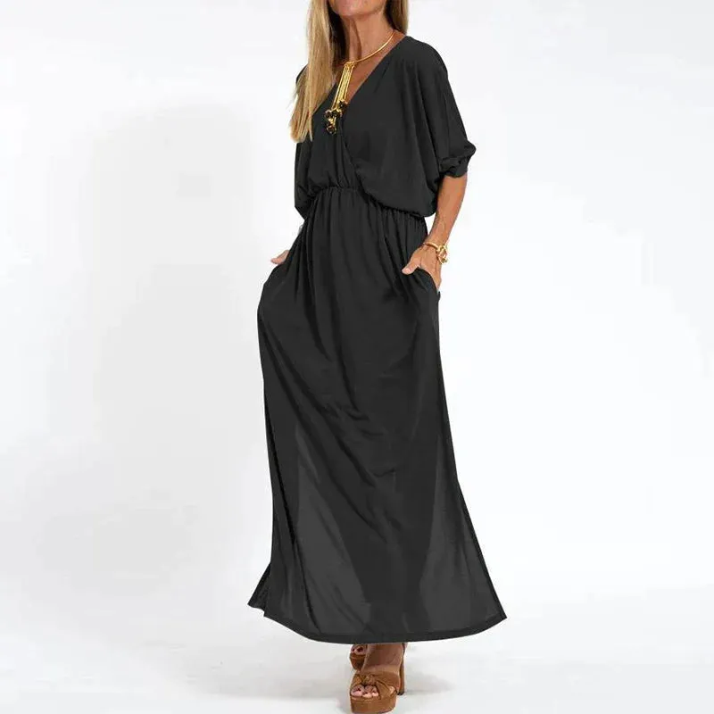 AUDREY™ | HIGH WAIST SIDE SPLIT LONG VINTAGE DRESS