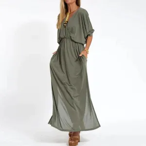 AUDREY™ | HIGH WAIST SIDE SPLIT LONG VINTAGE DRESS