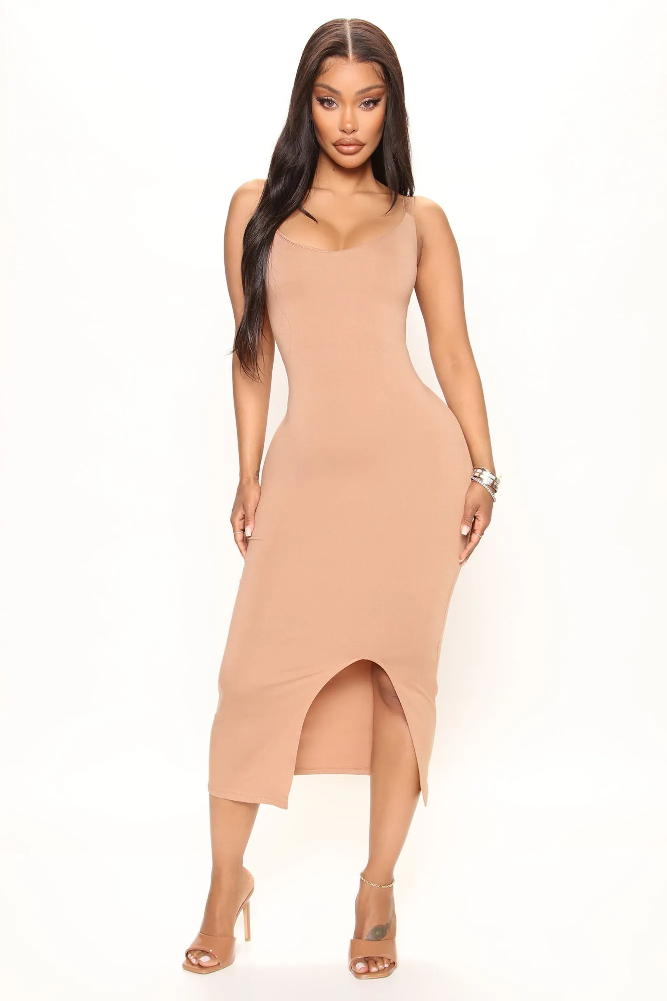 Aura Midi Dress - Taupe