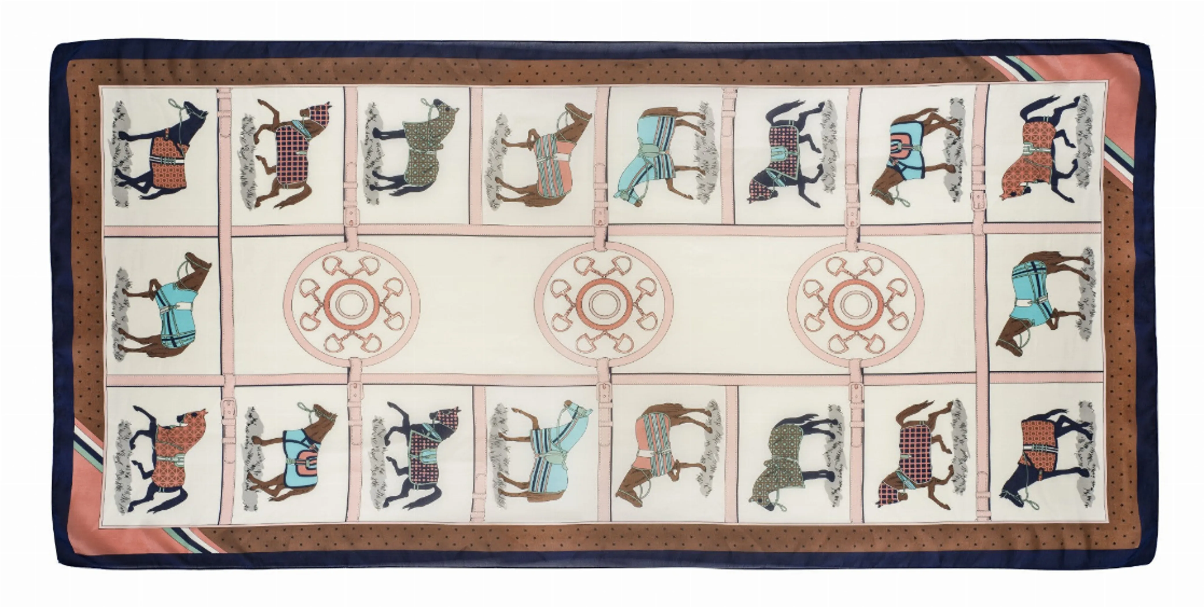 AWST Int'l. 100 % Silk Scarf- Horses in Blankets