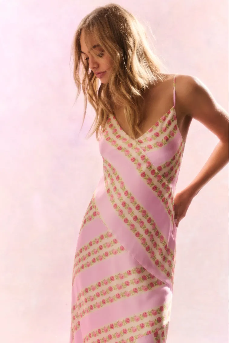 Azalea Satin Floral Maxi Dress