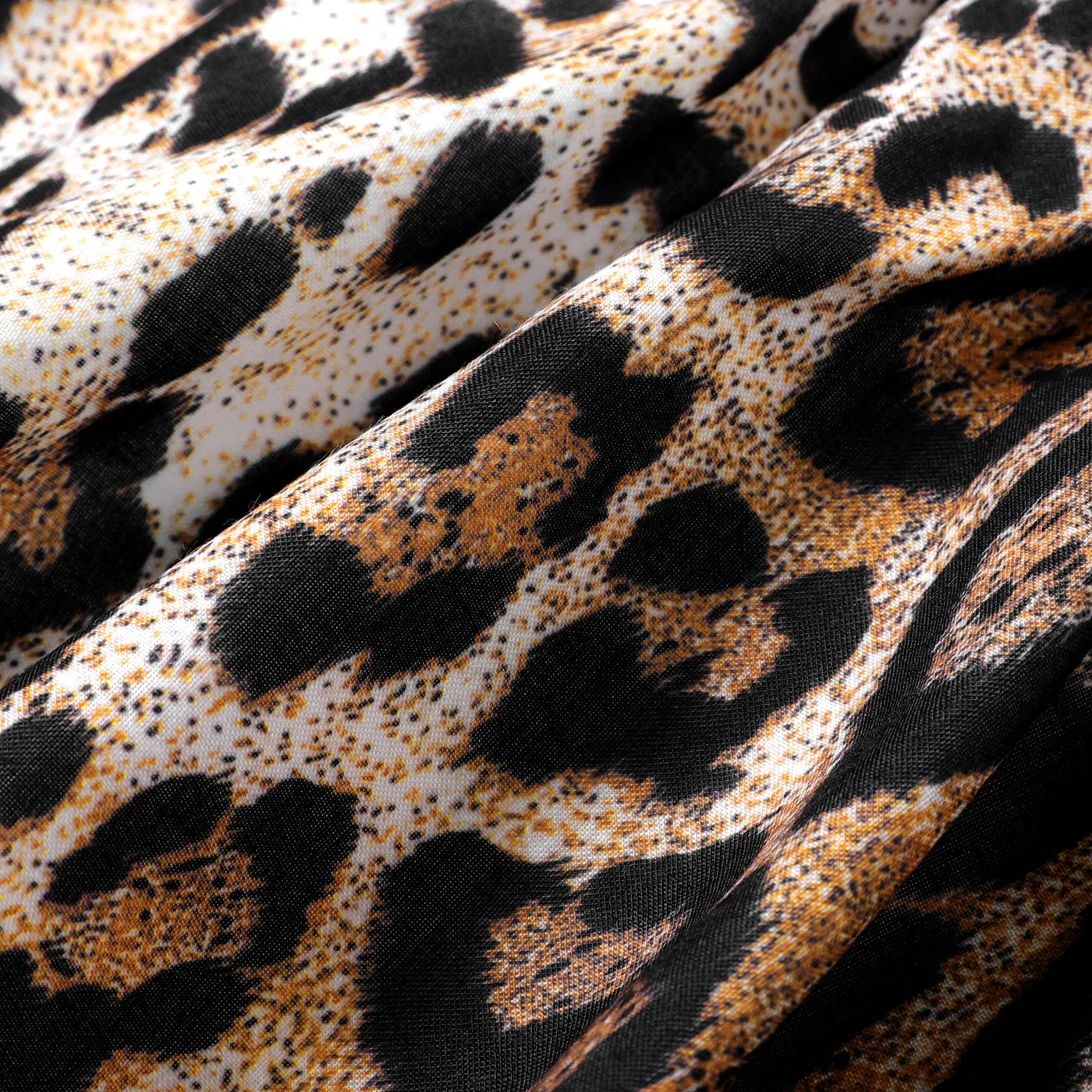 Baby Girl Cotton Cap-sleeve Letter & Leopard Print Spliced Dress