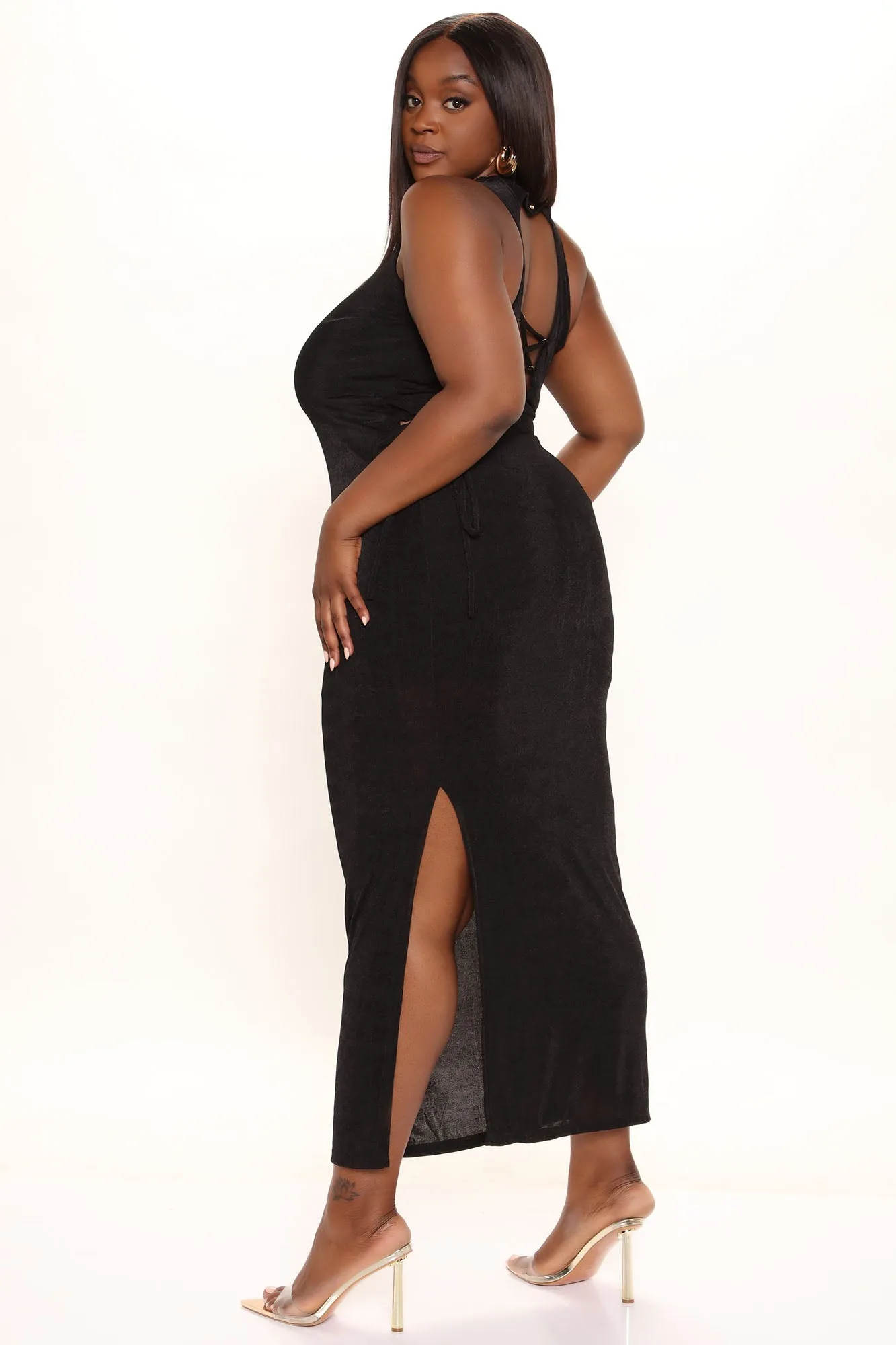 Back In Town Slinky Maxi Dress - Black