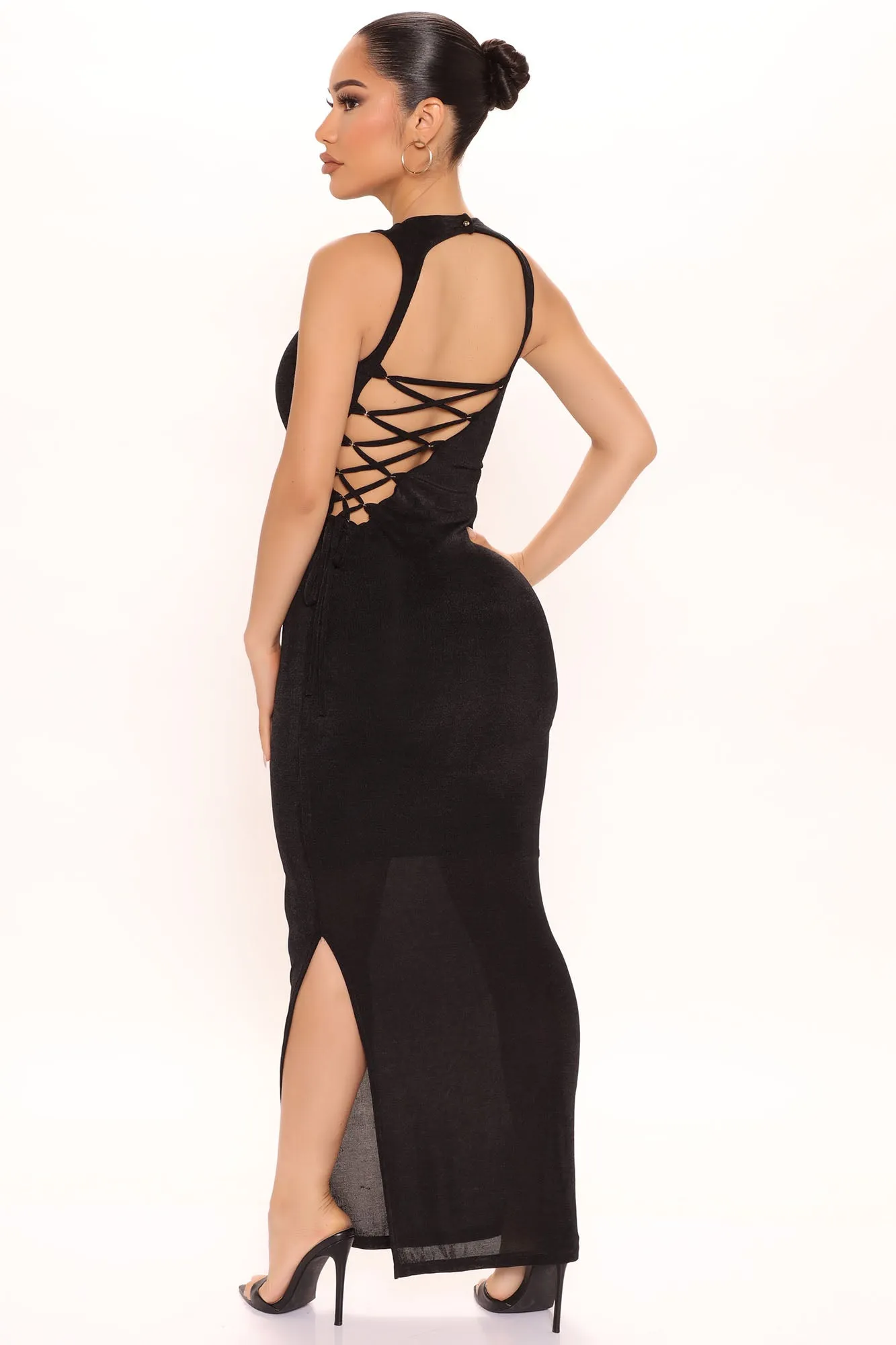 Back In Town Slinky Maxi Dress - Black