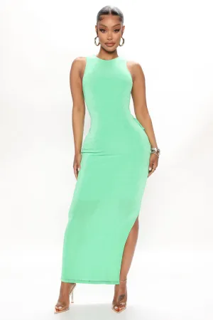 Back In Town Slinky Maxi Dress - Green