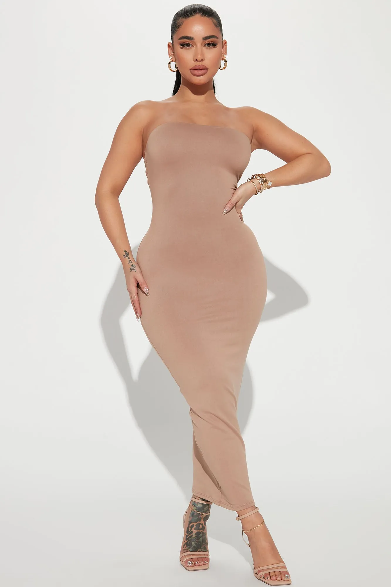 Back To Basic Midi Dress - Taupe