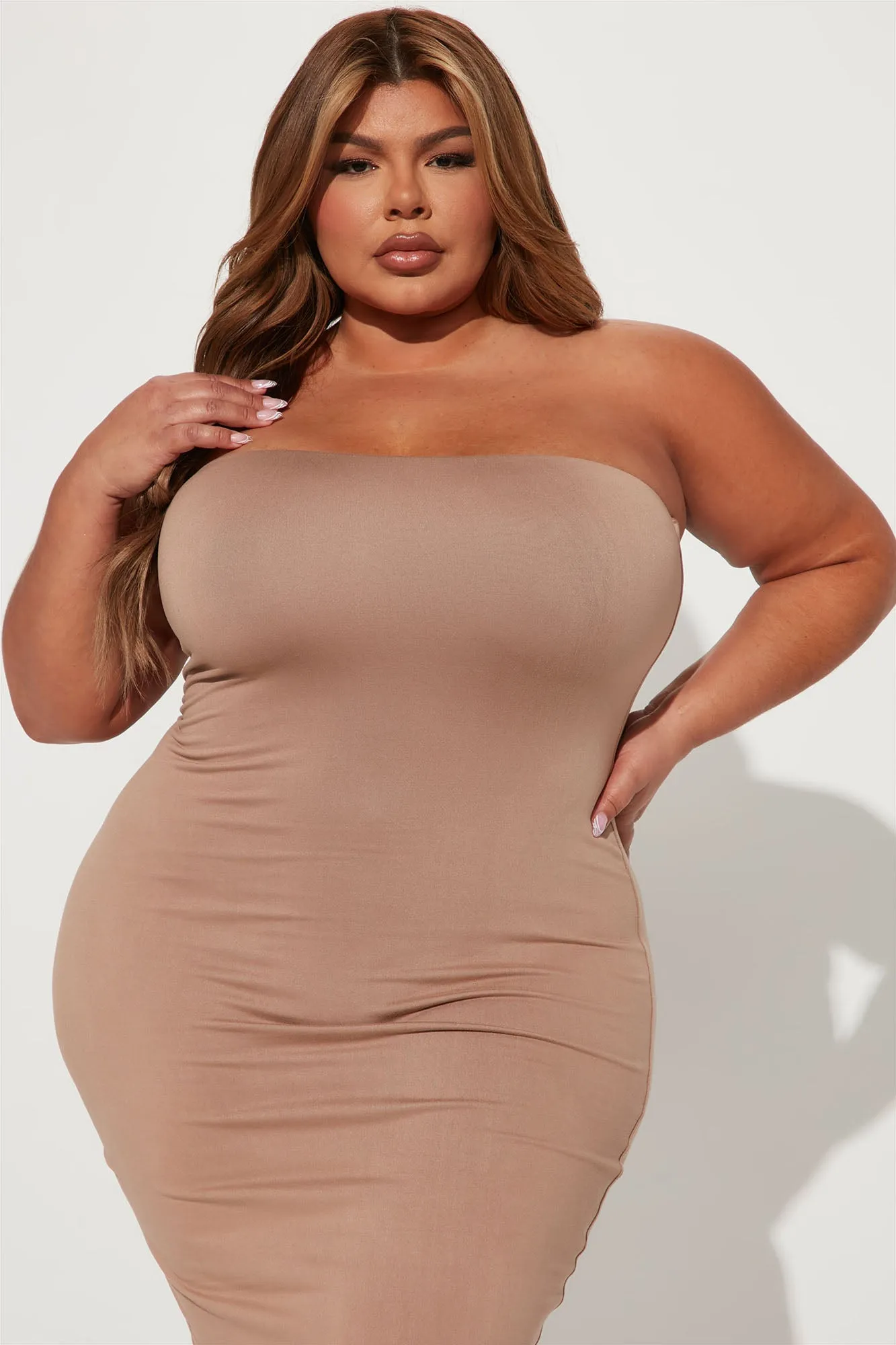 Back To Basic Midi Dress - Taupe