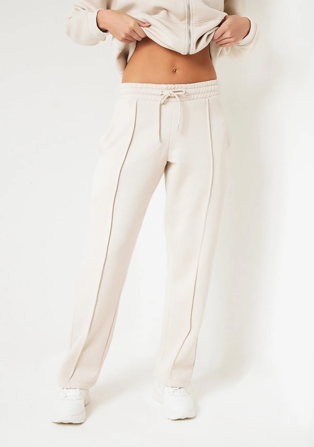 Bailey Cream Seam Detail Wide Leg Joggers