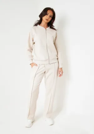 Bailey Cream Seam Detail Wide Leg Joggers