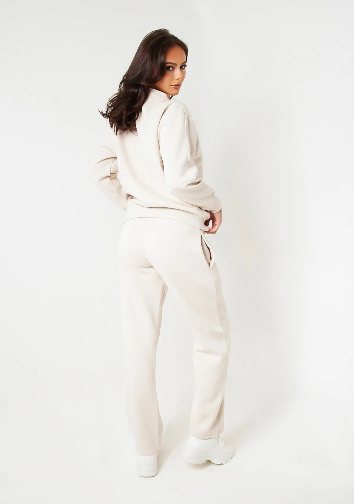 Bailey Cream Seam Detail Wide Leg Joggers