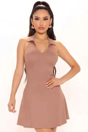 Becca Fit And Flare Mini Dress - Taupe