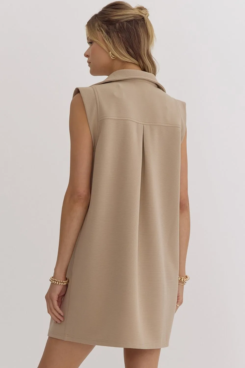 Becky Collared Mini Dress - Taupe