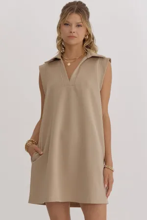 Becky Collared Mini Dress - Taupe