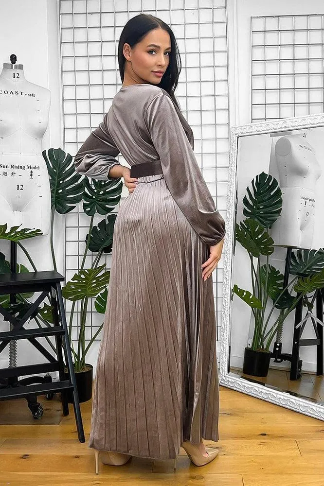 Belted Maxi Velour Dress
