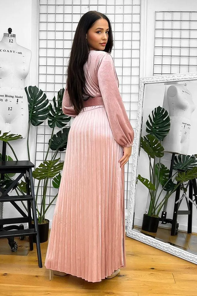 Belted Maxi Velour Dress