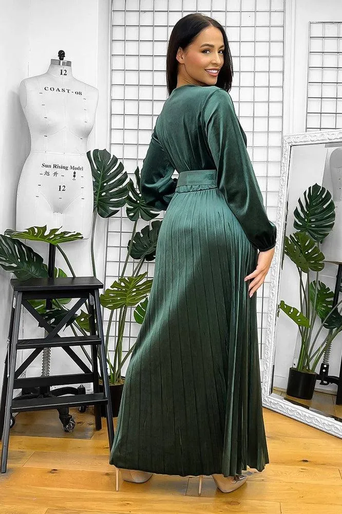 Belted Maxi Velour Dress