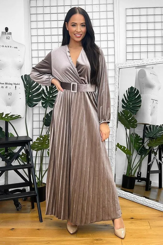 Belted Maxi Velour Dress