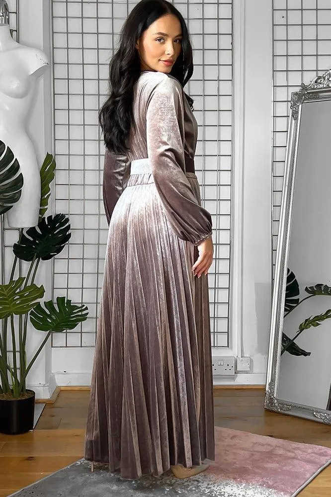Belted Maxi Velour Dress