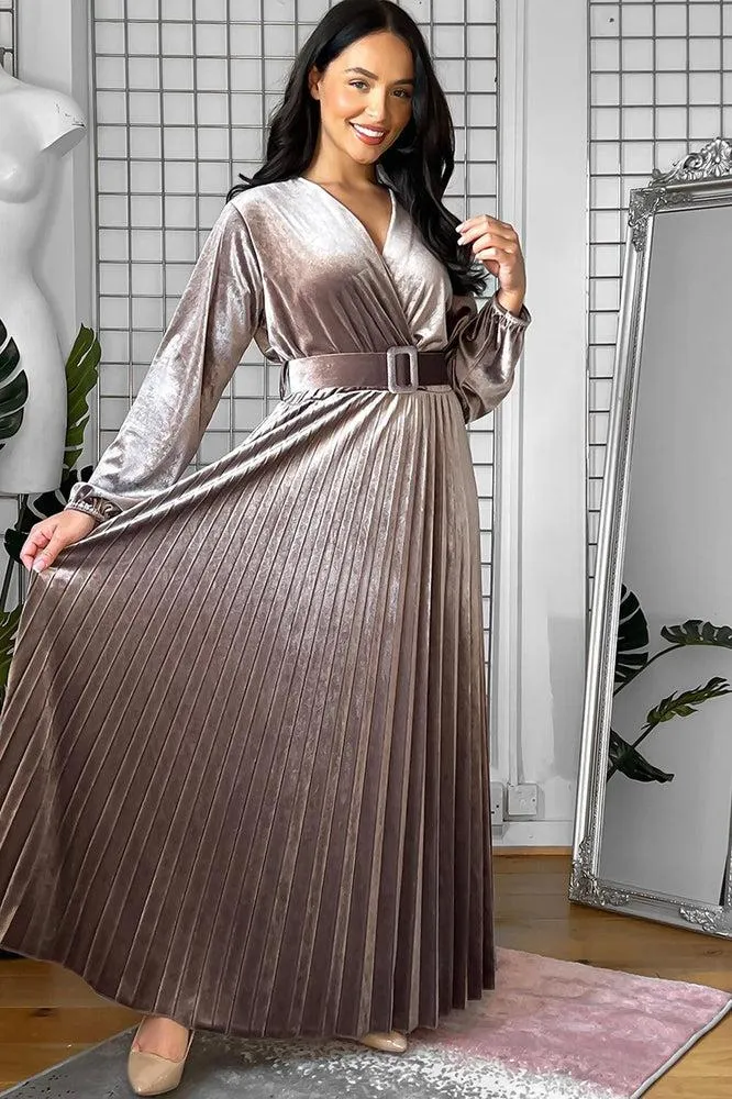 Belted Maxi Velour Dress