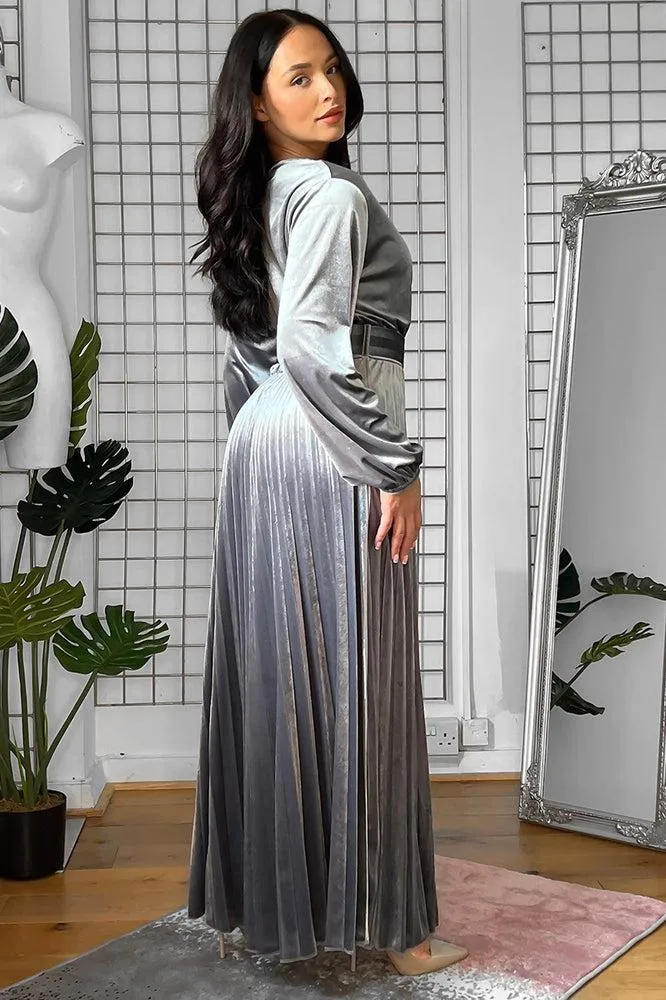 Belted Maxi Velour Dress