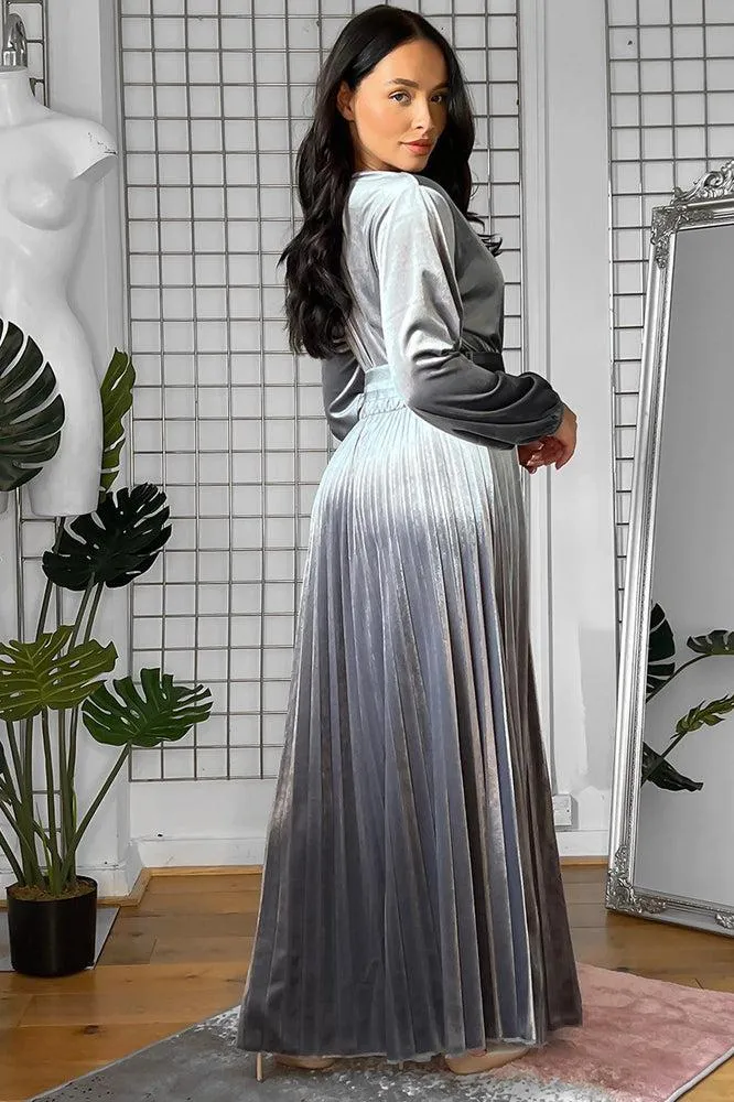 Belted Maxi Velour Dress