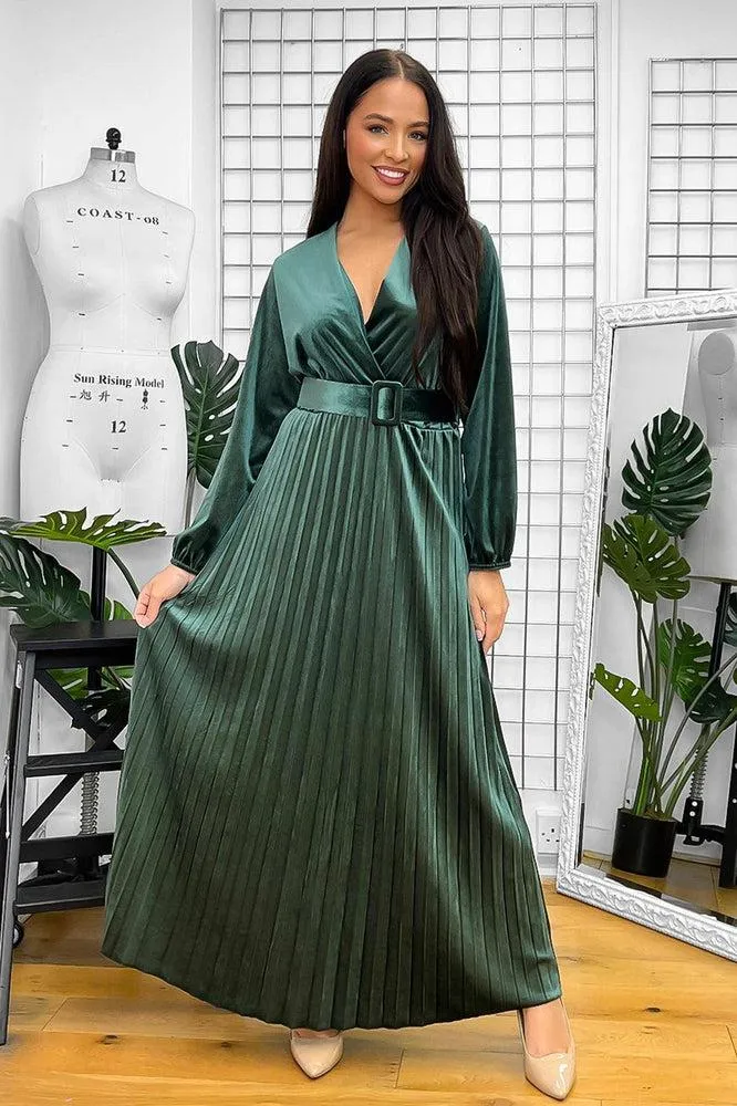 Belted Maxi Velour Dress