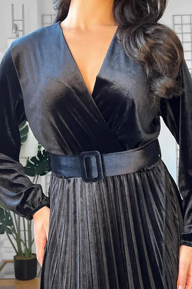 Belted Maxi Velour Dress