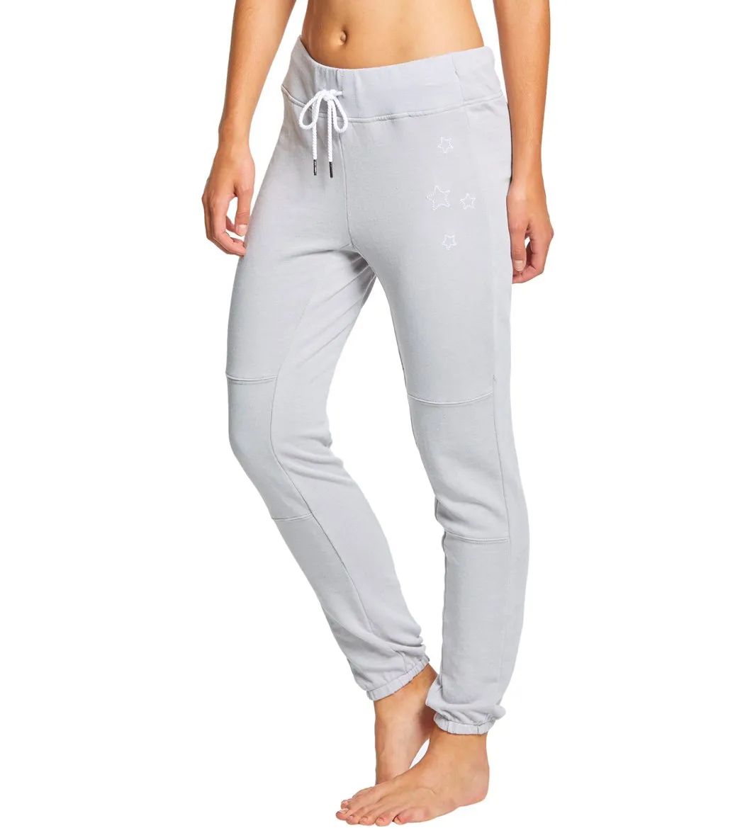 Betsey Johnson Performance Distressed Wash Star Embroidery Joggers