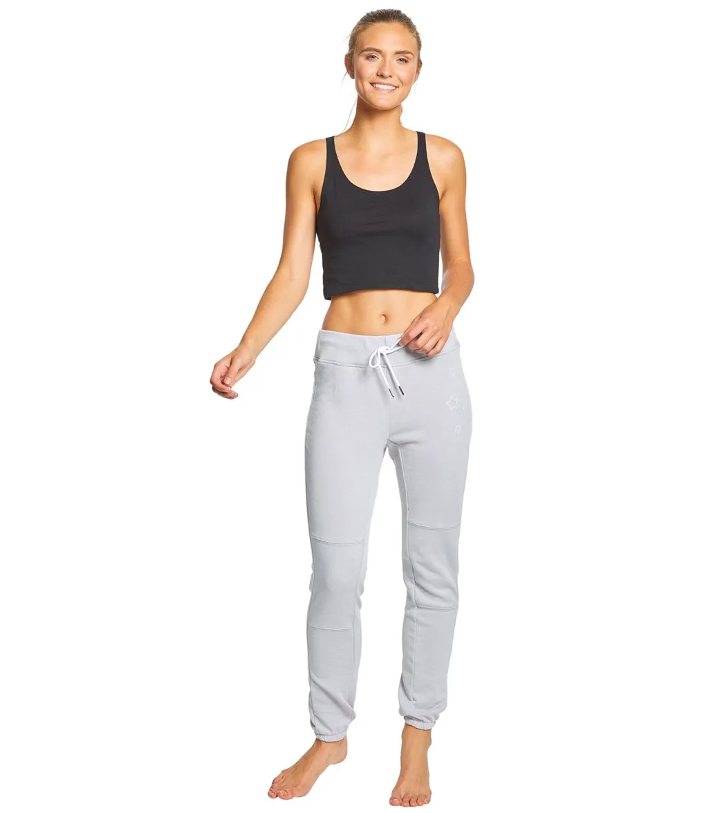 Betsey Johnson Performance Distressed Wash Star Embroidery Joggers