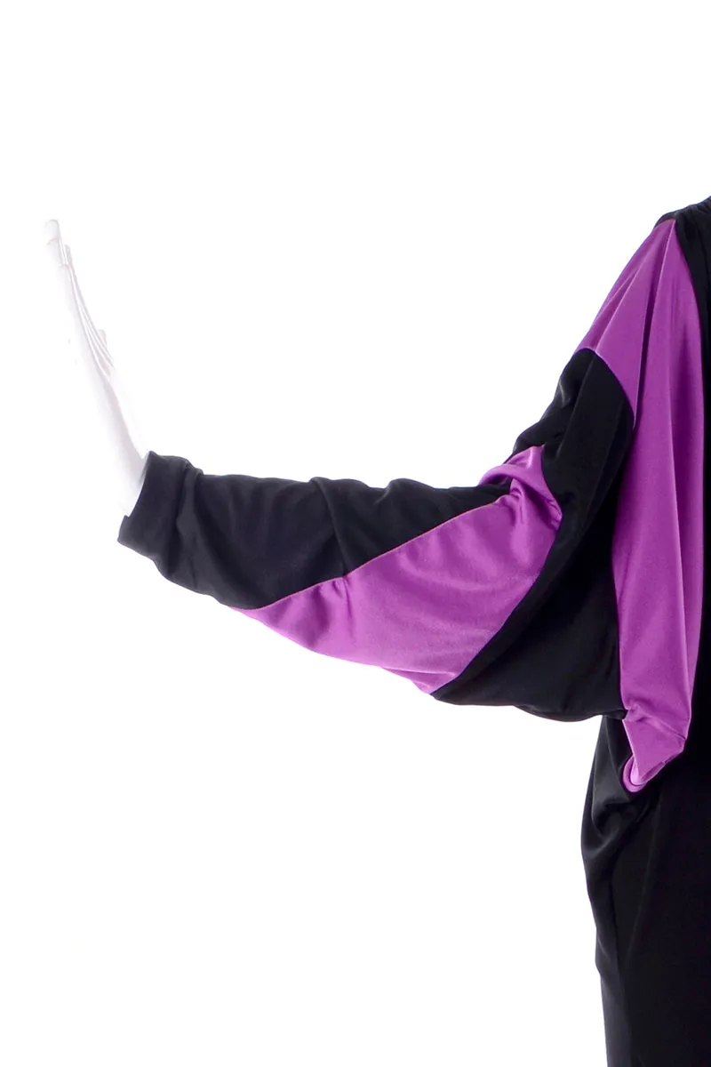 Bill Tice Vintage Black & Purple Jersey Dress W Batwing Sleeves
