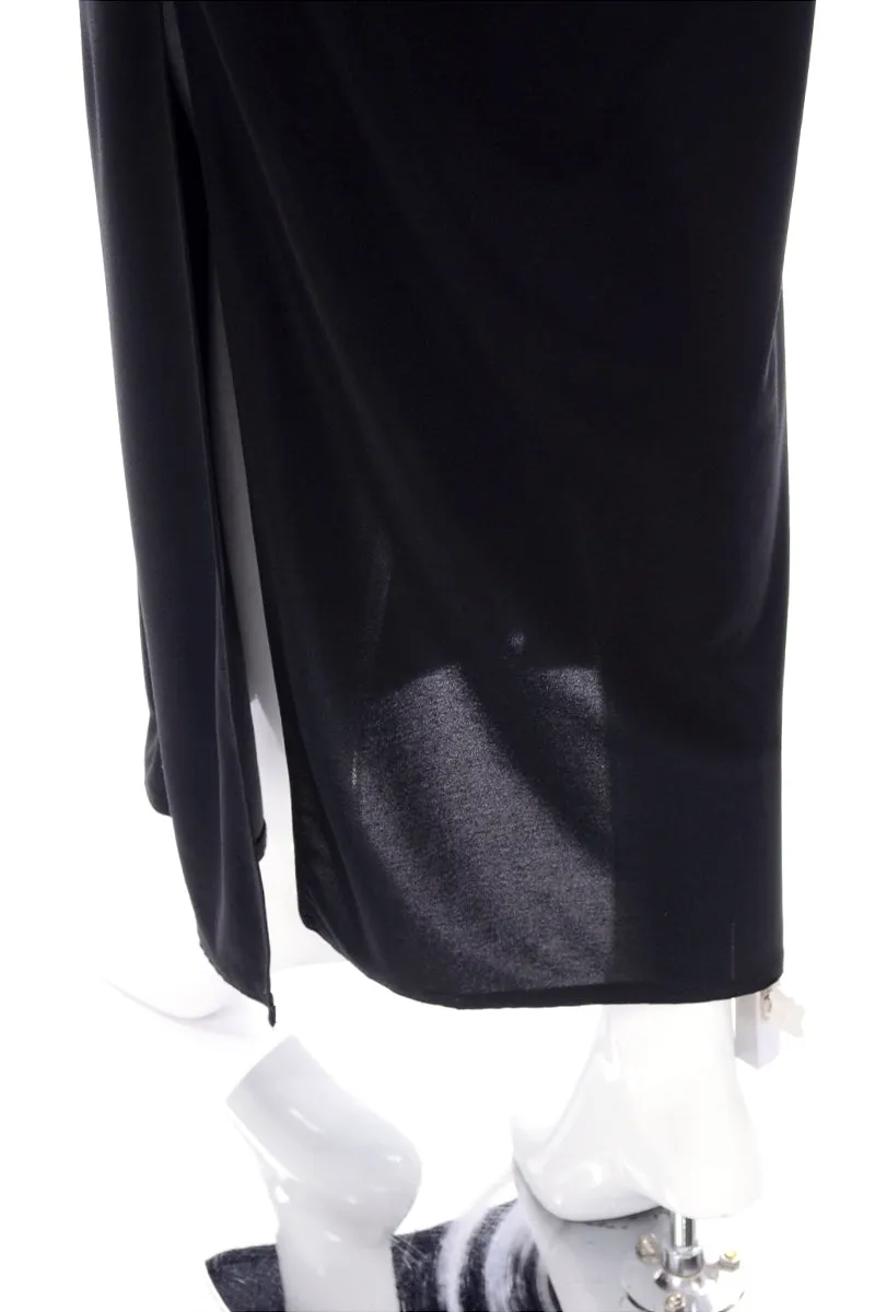 Bill Tice Vintage Black & Purple Jersey Dress W Batwing Sleeves