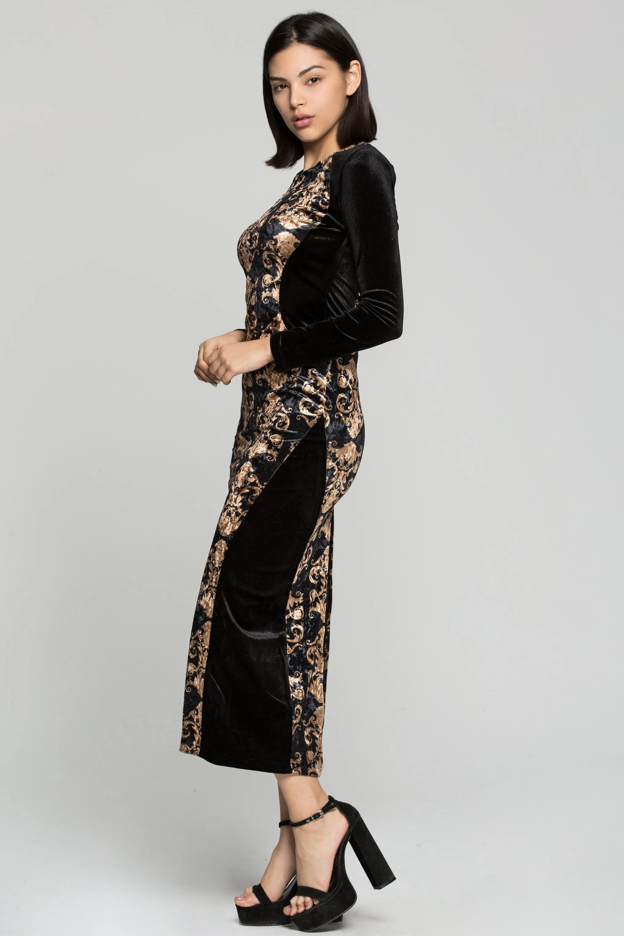 Black and Cream Lace Maxi Dress