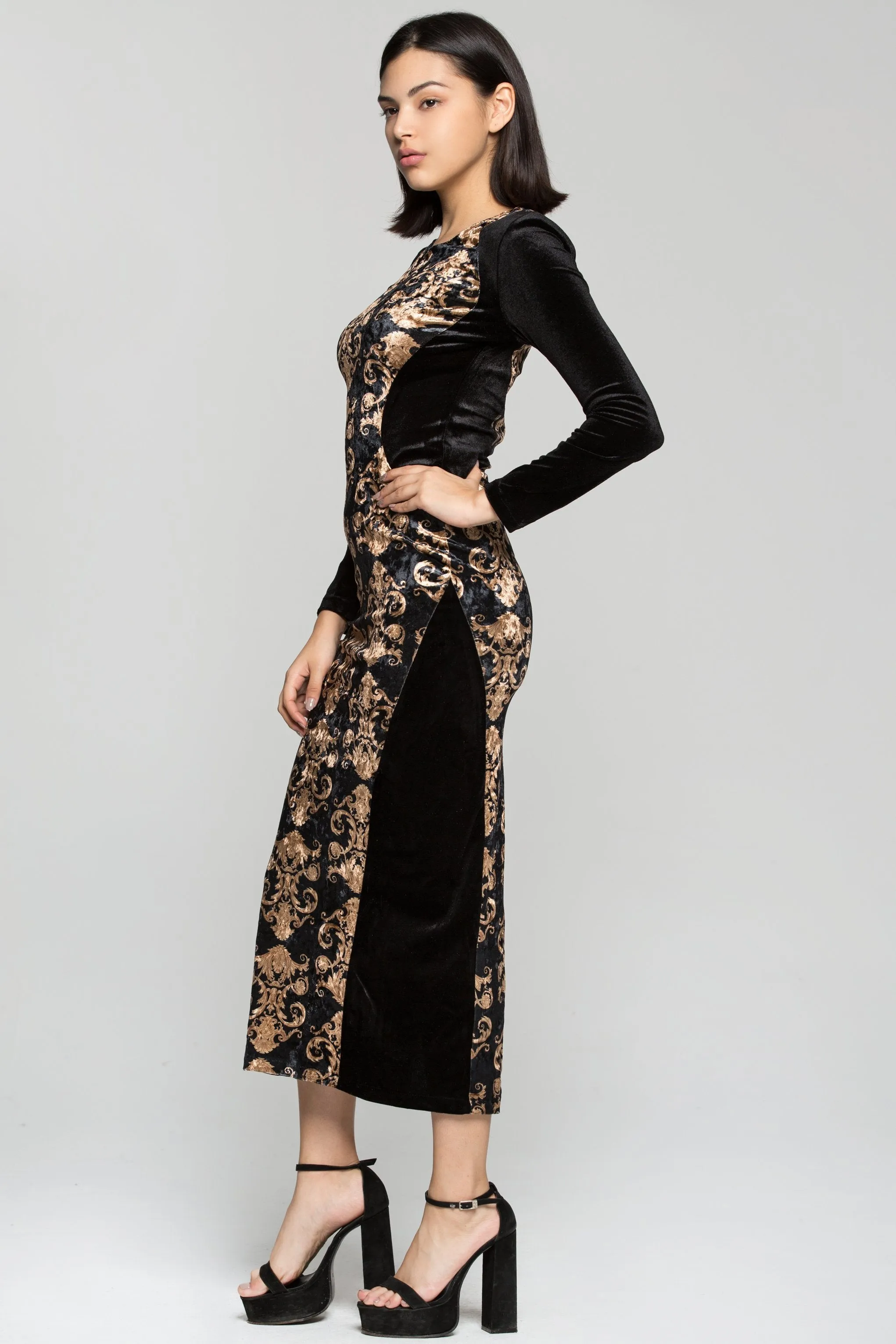 Black and Cream Lace Maxi Dress