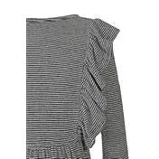 Black and Ivory Stripe Ruffle Dress