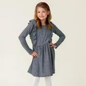 Black and Ivory Stripe Ruffle Dress