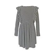 Black and Ivory Stripe Ruffle Dress
