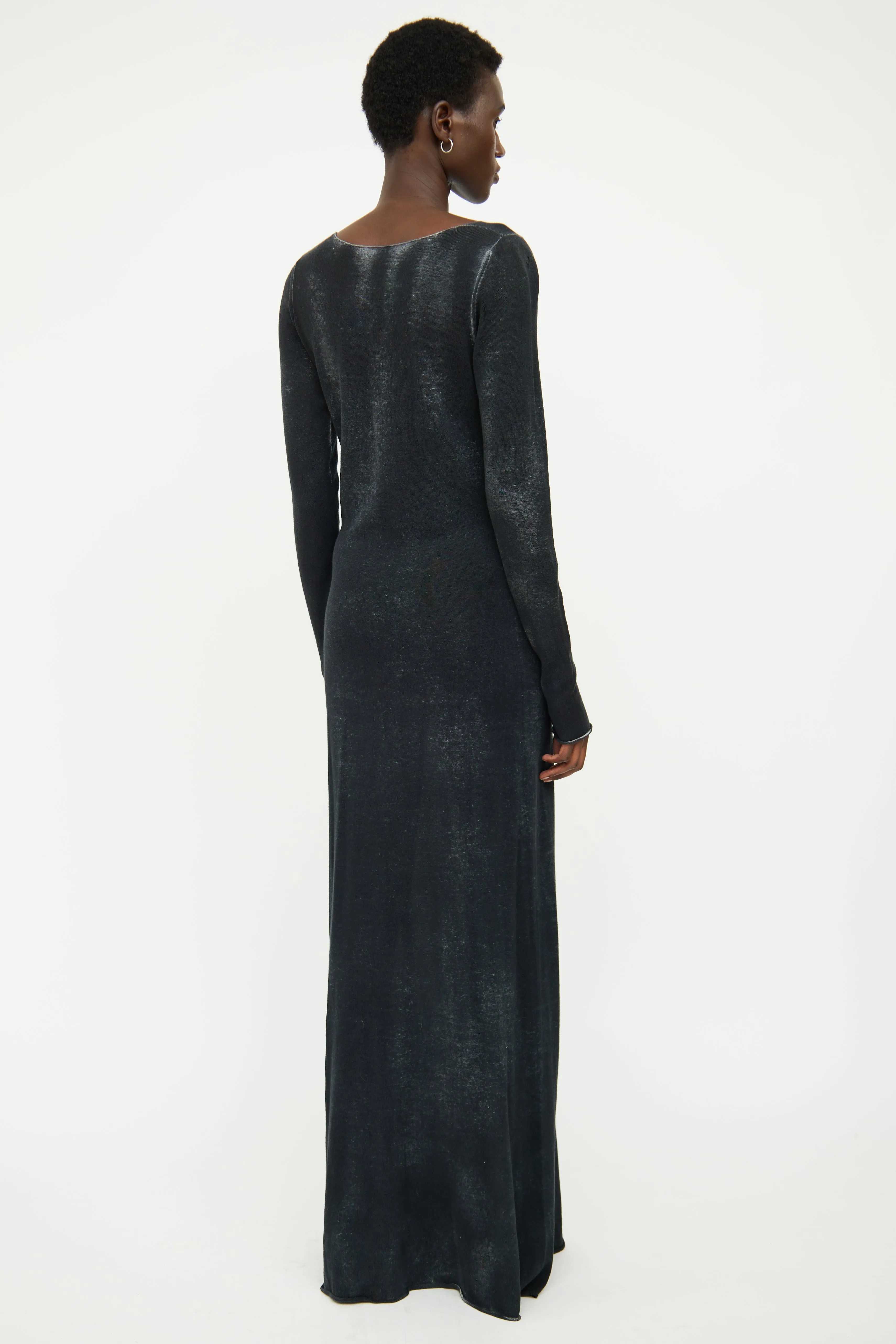 Black Cotton Long Sleeve Dress