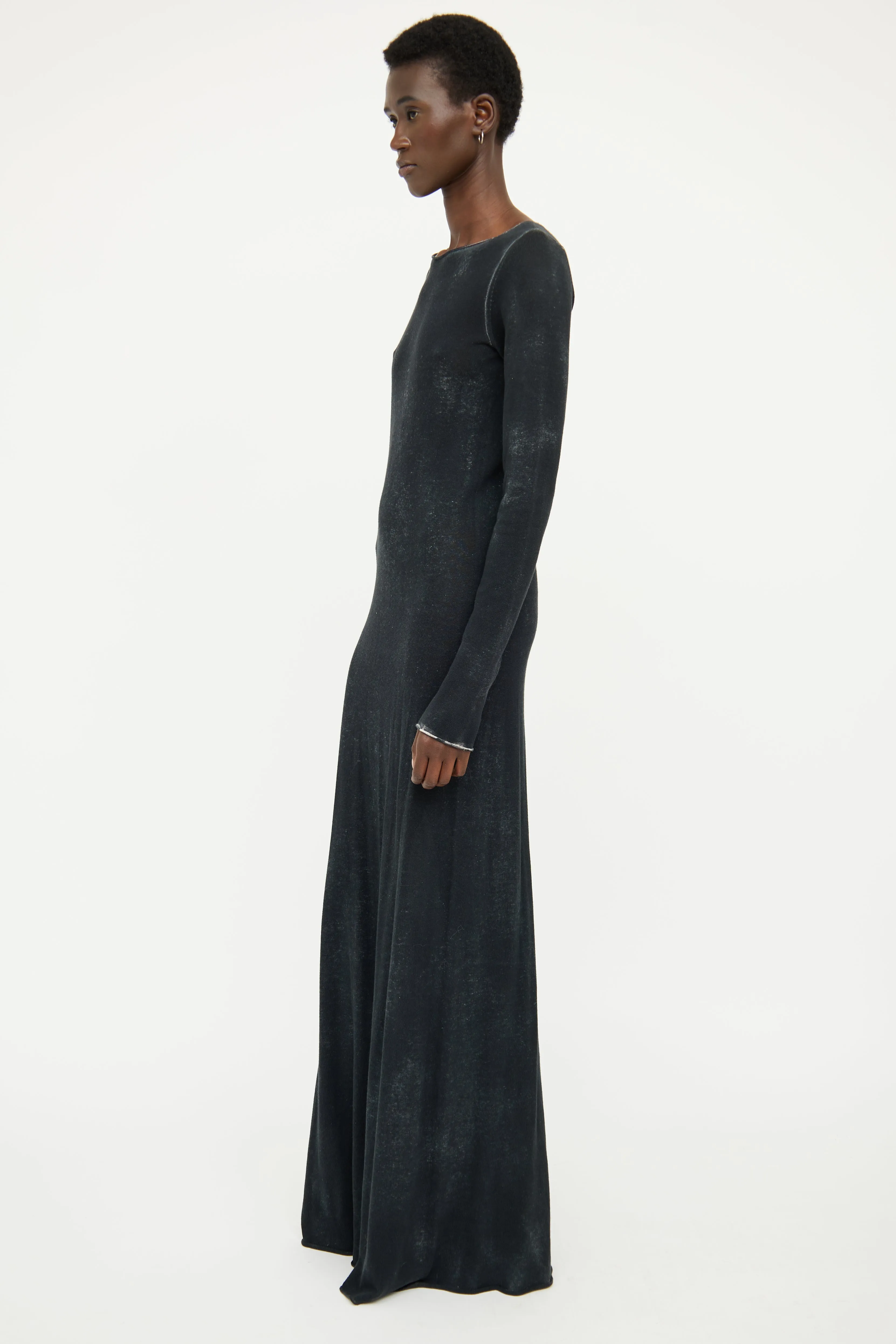 Black Cotton Long Sleeve Dress