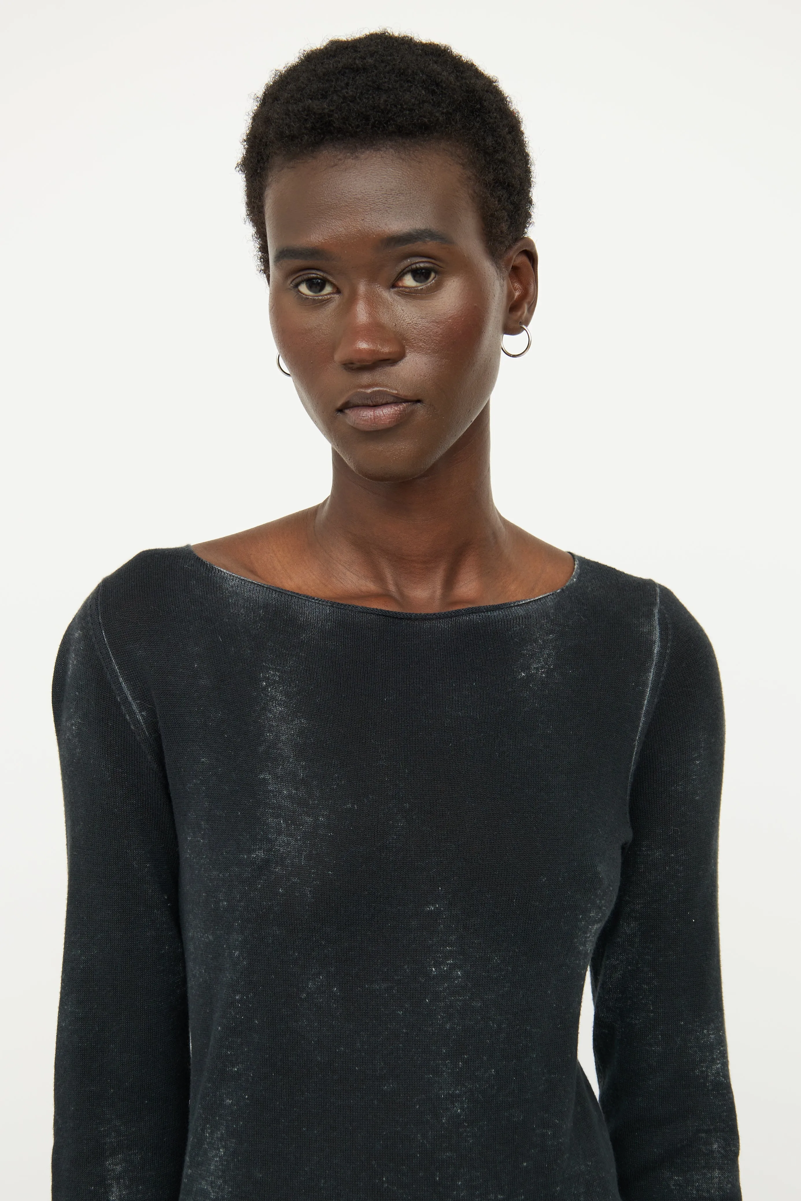 Black Cotton Long Sleeve Dress
