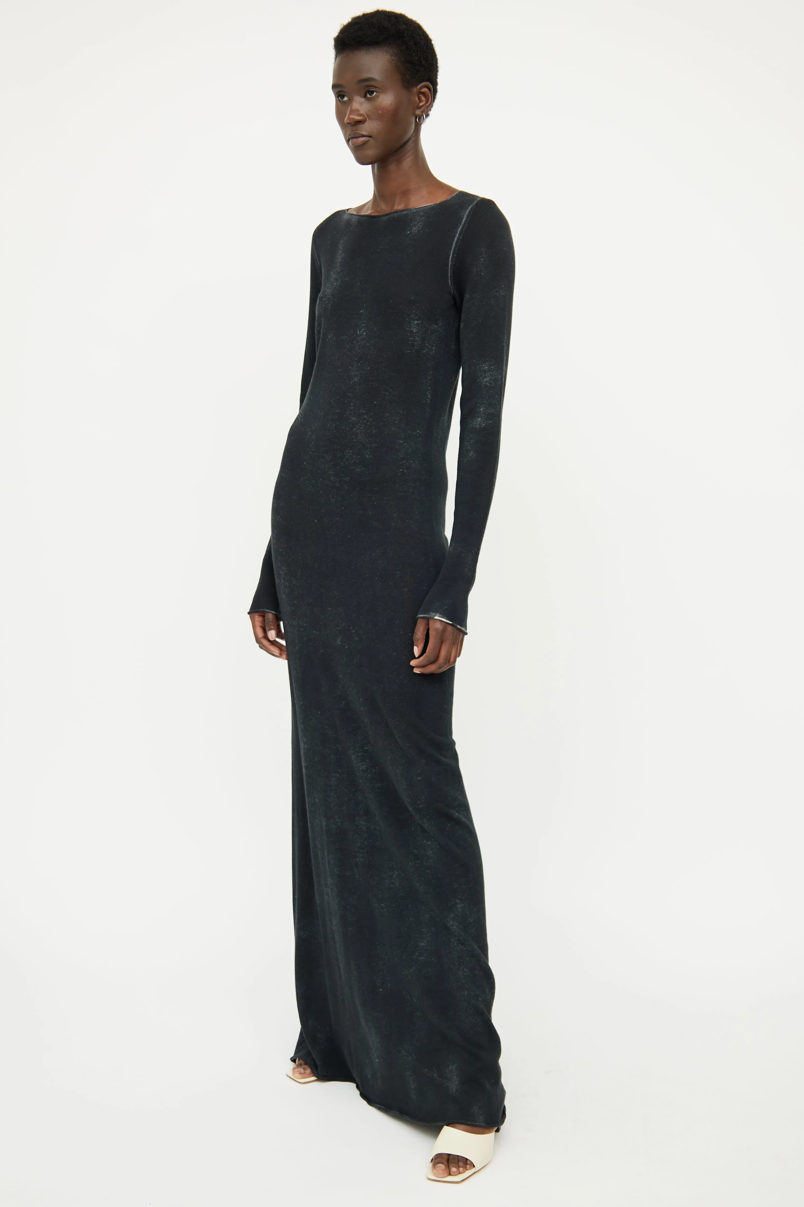 Black Cotton Long Sleeve Dress