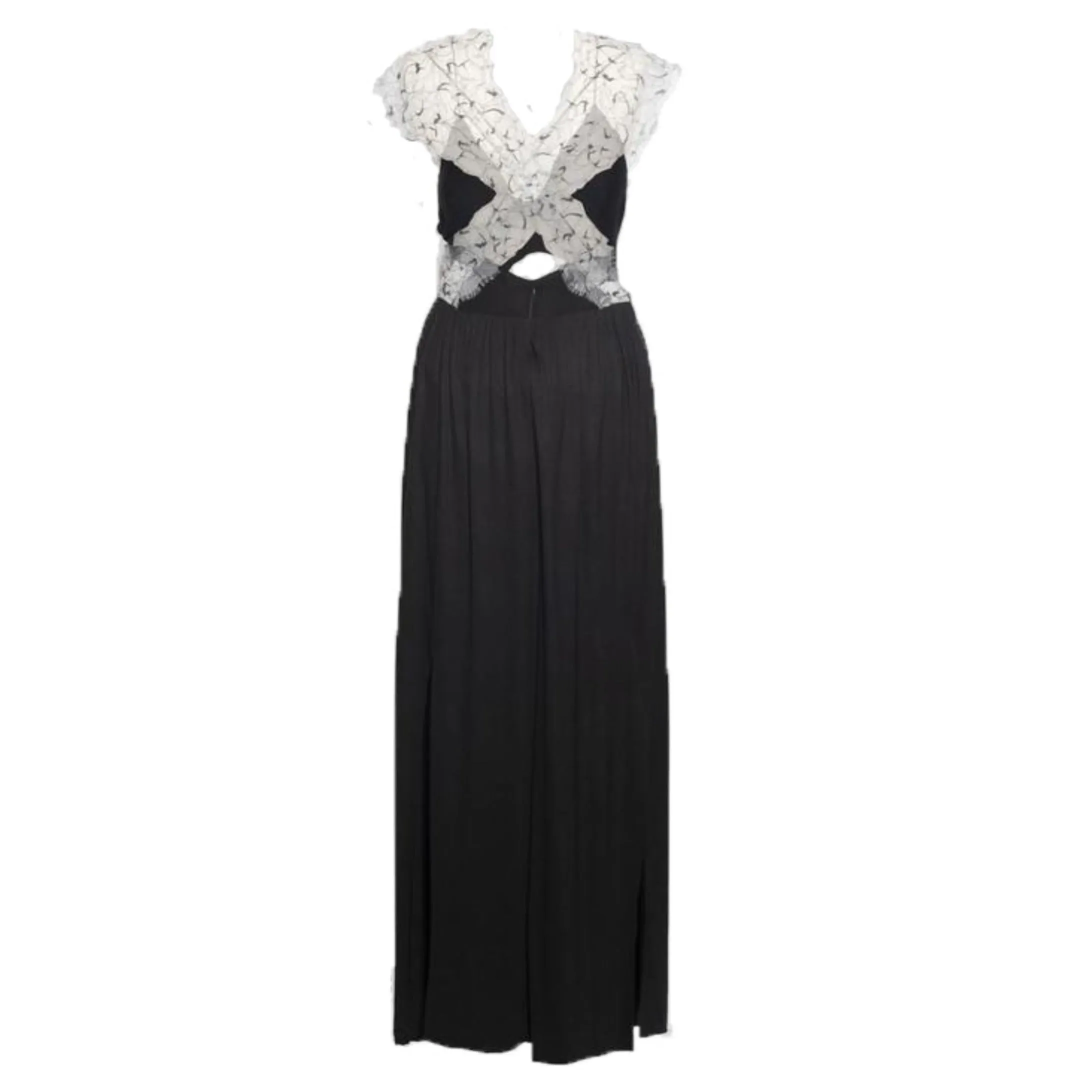 Black Jersey and Lace Band Maxi Dress