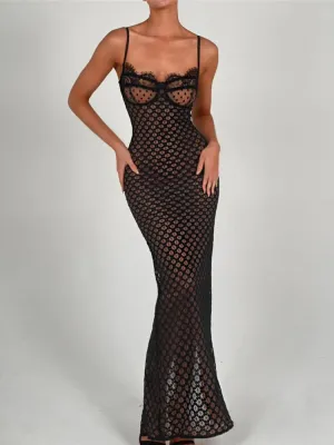 Black Lace Stylish Layered Maxi Dress