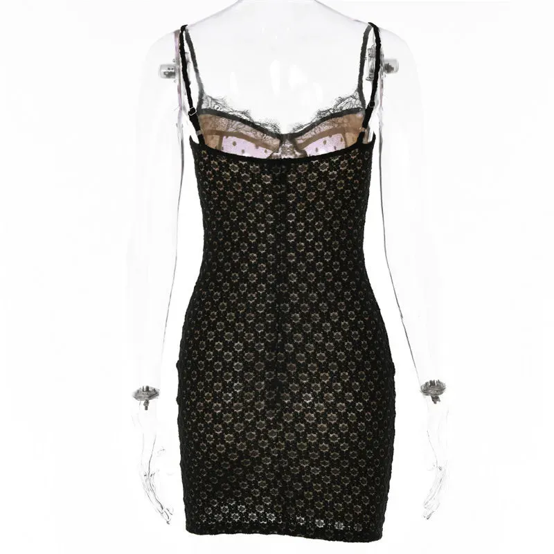 Black Lace Stylish Layered Maxi Dress