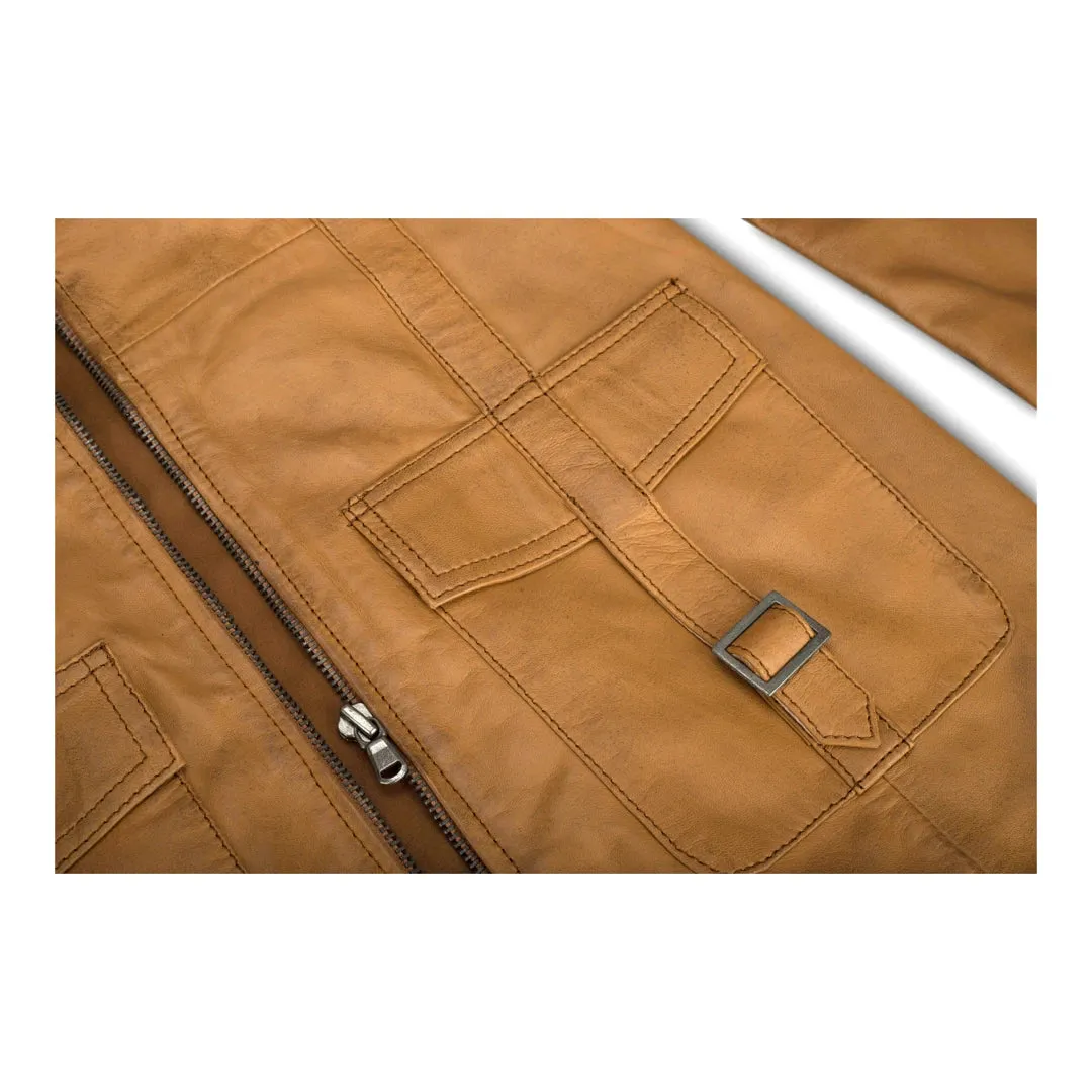 Black Tan Women's Woman's Soft Washed Leather Jacket Trench Coat