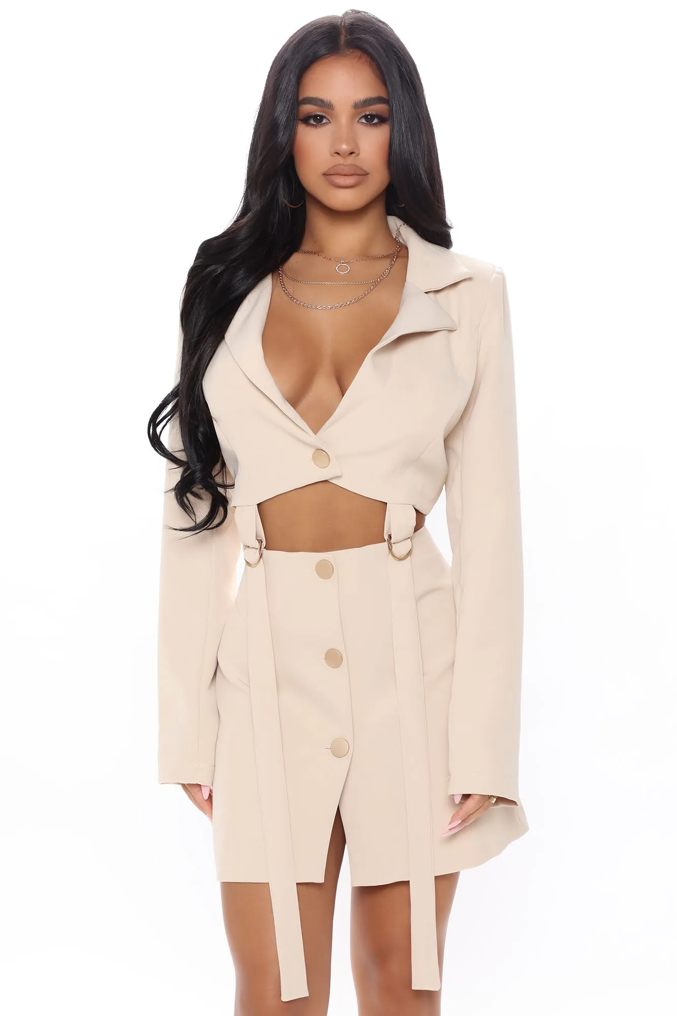 Blake Blazer Mini Dress - Taupe