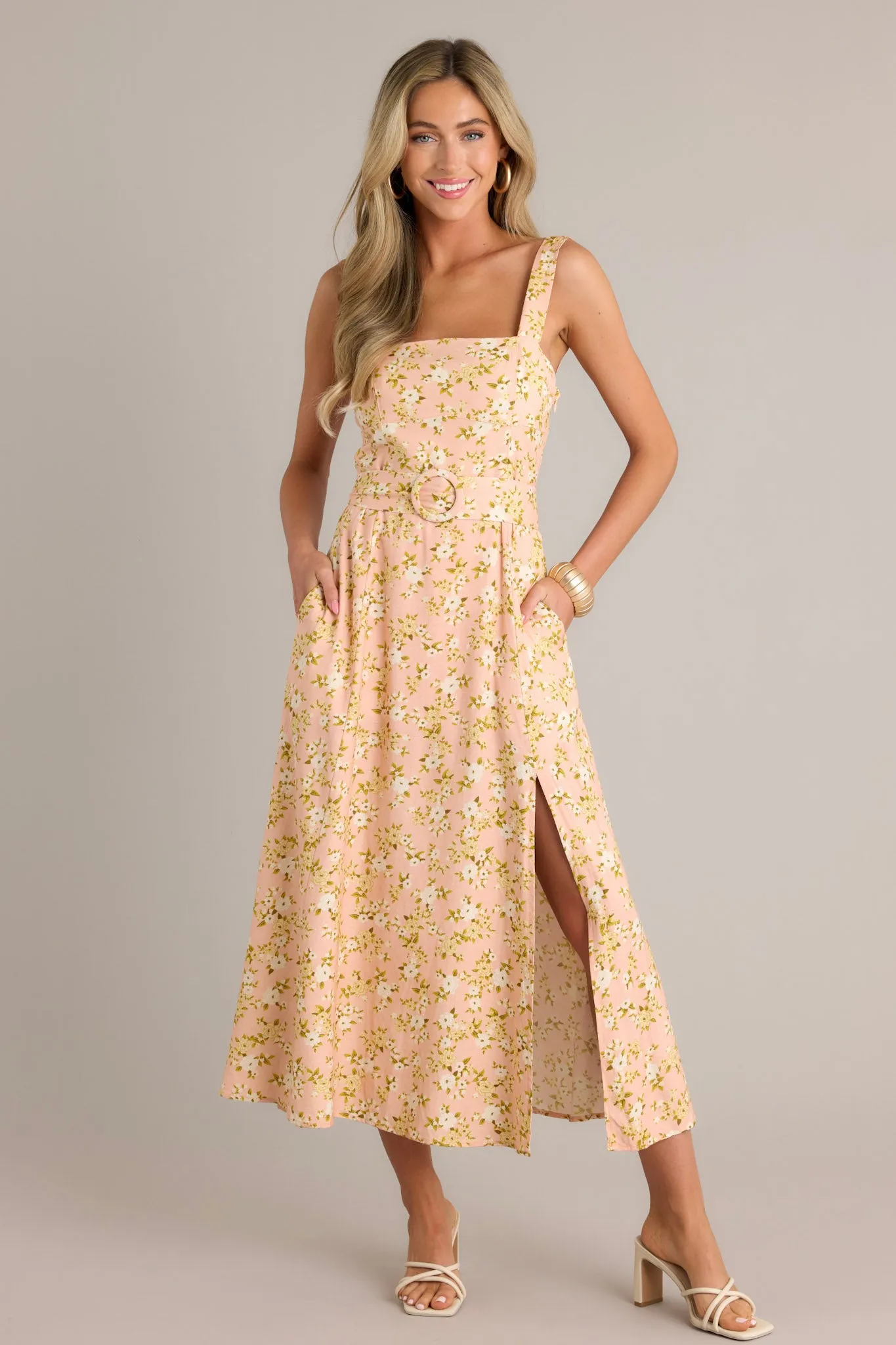 Blooming Grace Orange Peach Floral Maxi Dress