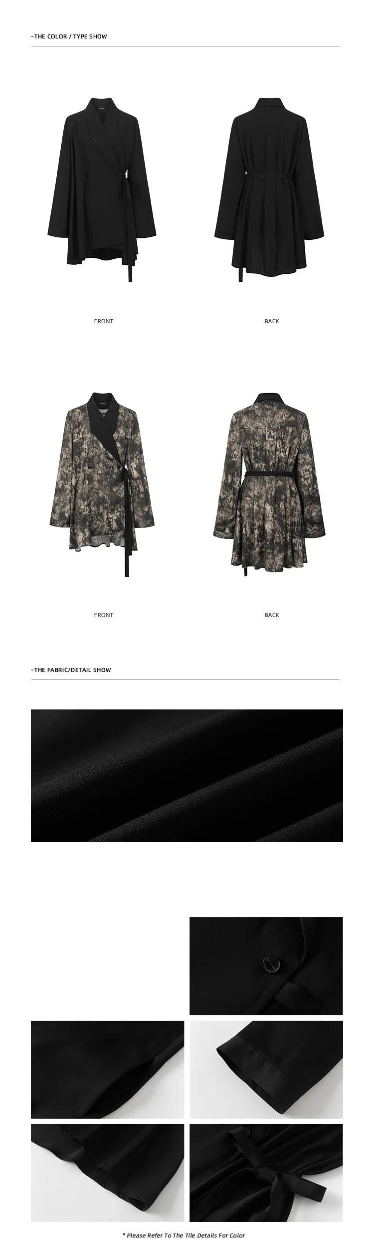 Blunt Collar Tie Waist Long Sleeve Dress