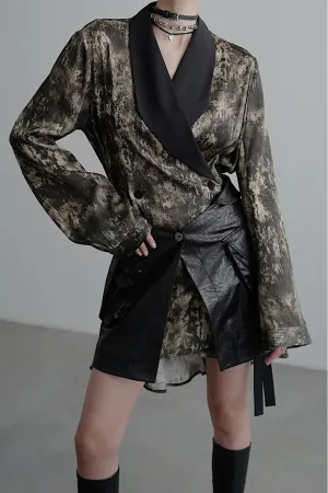 Blunt Collar Tie Waist Long Sleeve Dress