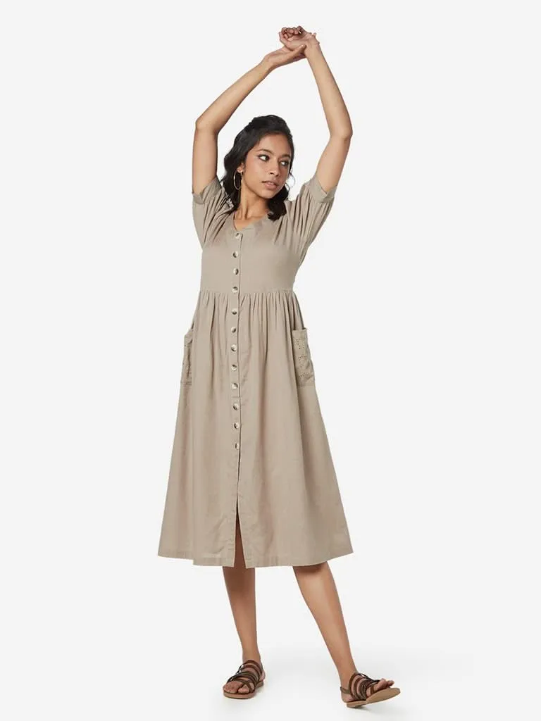 Bombay Paisley Taupe Fit-And-Flare Dress